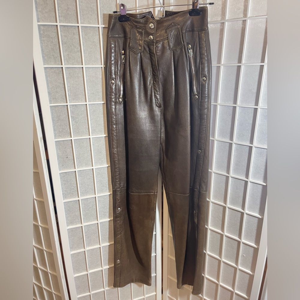 RARE Vintage Designer Sample Leather Pants Claude Montana pour iDeal CUIR France